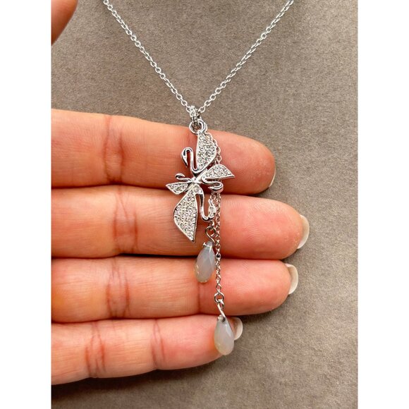 Swarovski Signature Swan Pendant Necklace Butterfly Flower with Crystal Drops - Picture 6 of 9